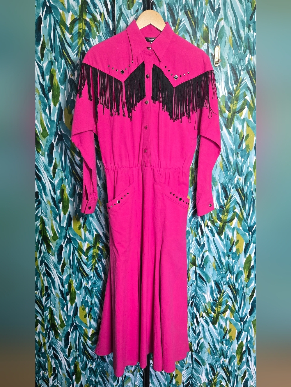Vintage Hot Pink Fringe Western Dress